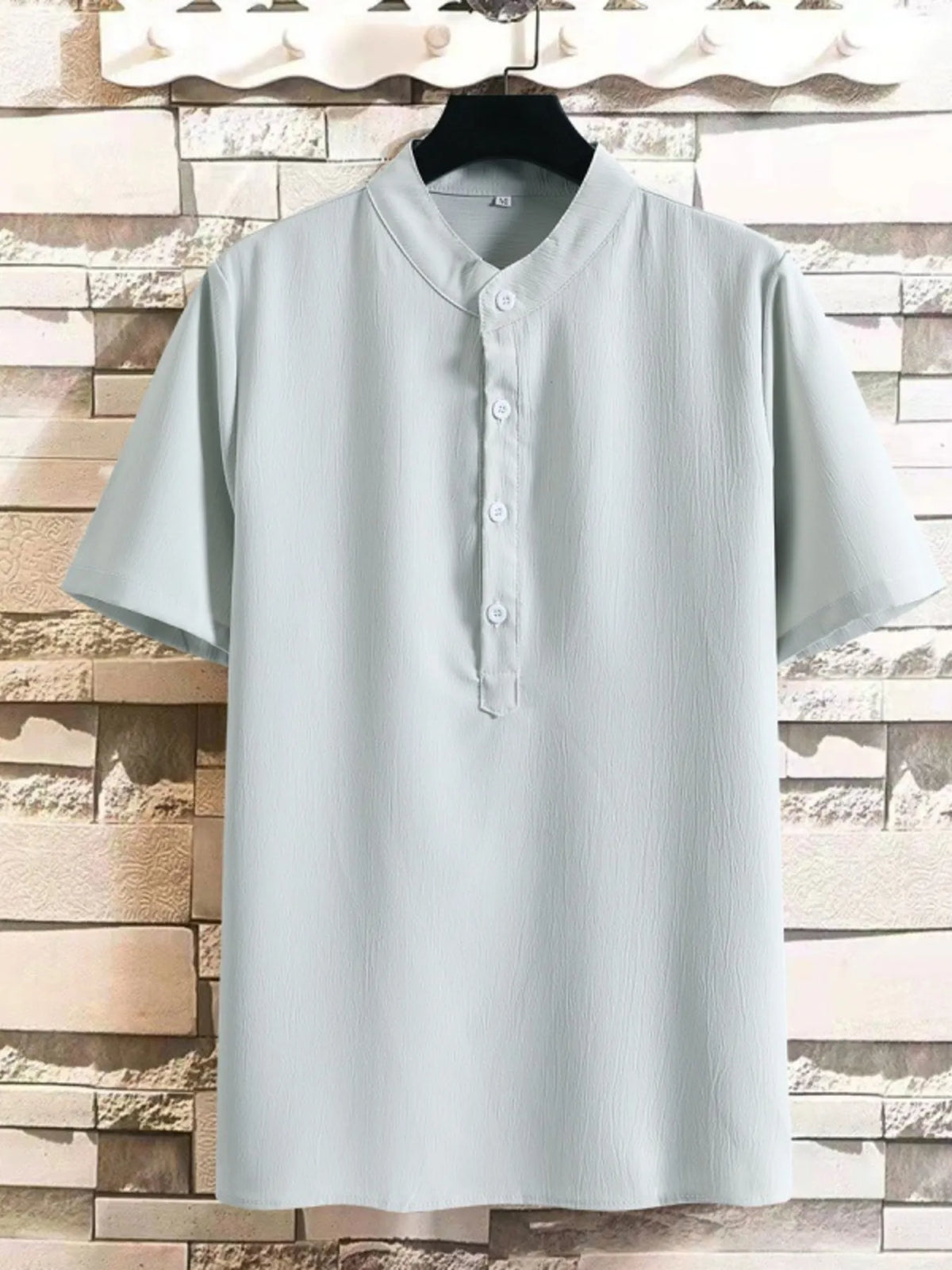 Men's Plus Size Button Detail Short Sleeve Blouse
