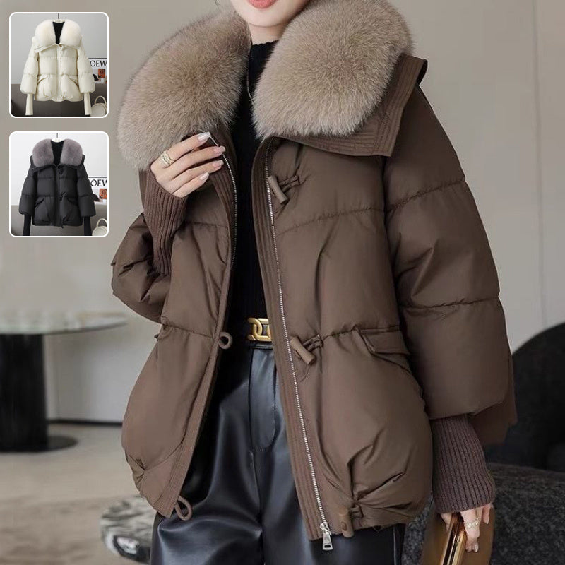 Reaper unit worldwide Down Cotton-padded Jacket Women's Short Fur Collar Thickened Coat Winter Clothing