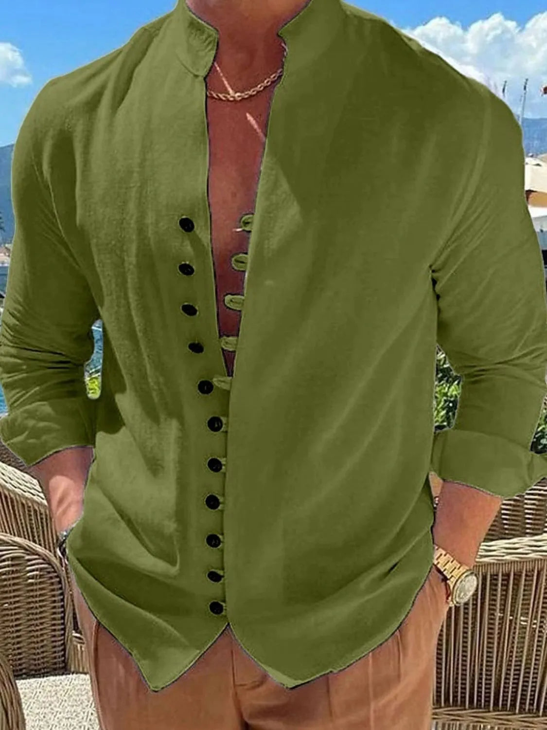 Men's Full Size Button Up Long Sleeve Shirt Plus Size