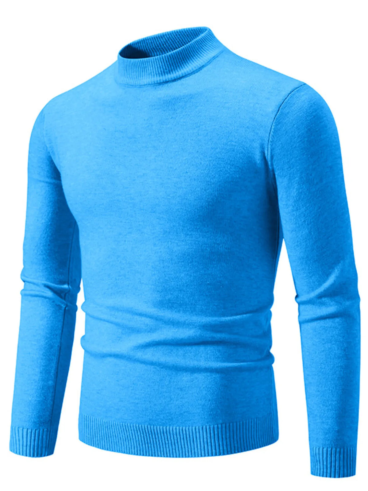Men's Plus Size Ribbed Hem Mock Neck Long Sleeve Sweater