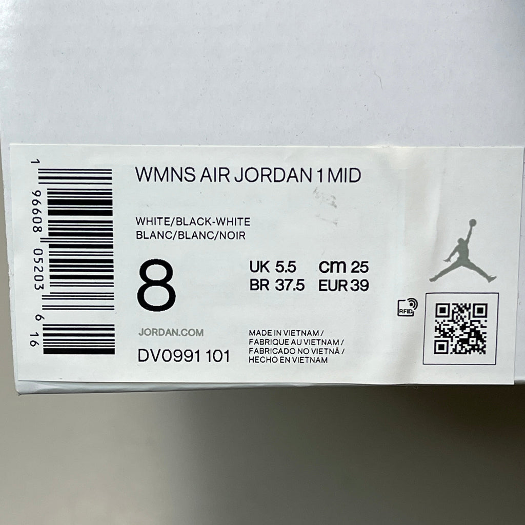 NIKE AIR JORDAN 1 Mid Panda Shoe Women's Sz 8 Black / White DV0991-101 (New)