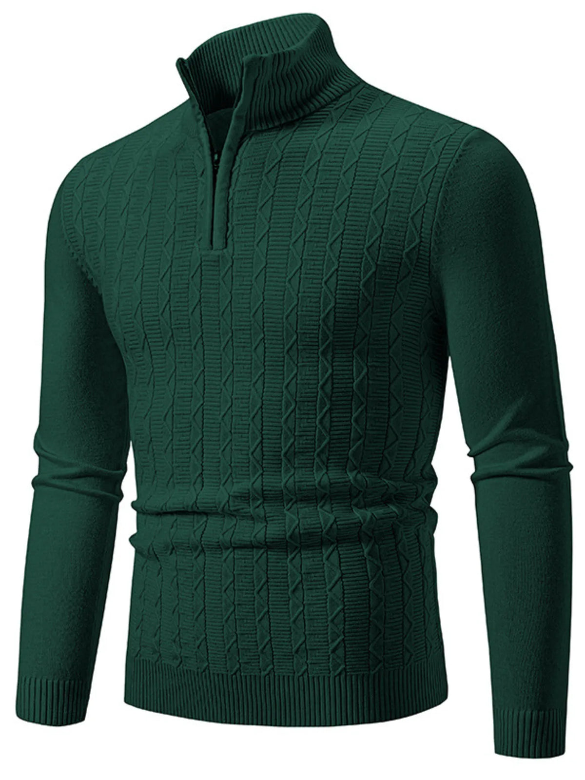 Men's Plus Size Quarter Zip Long Sleeve Sweater