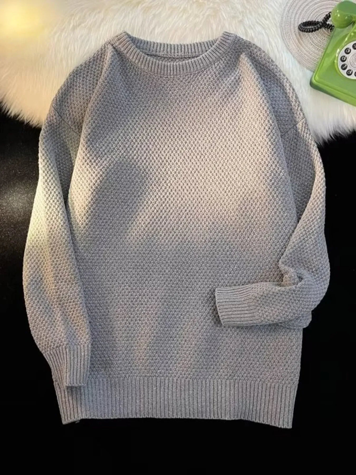 Men's Textured Knit Relaxed Fit Sweater