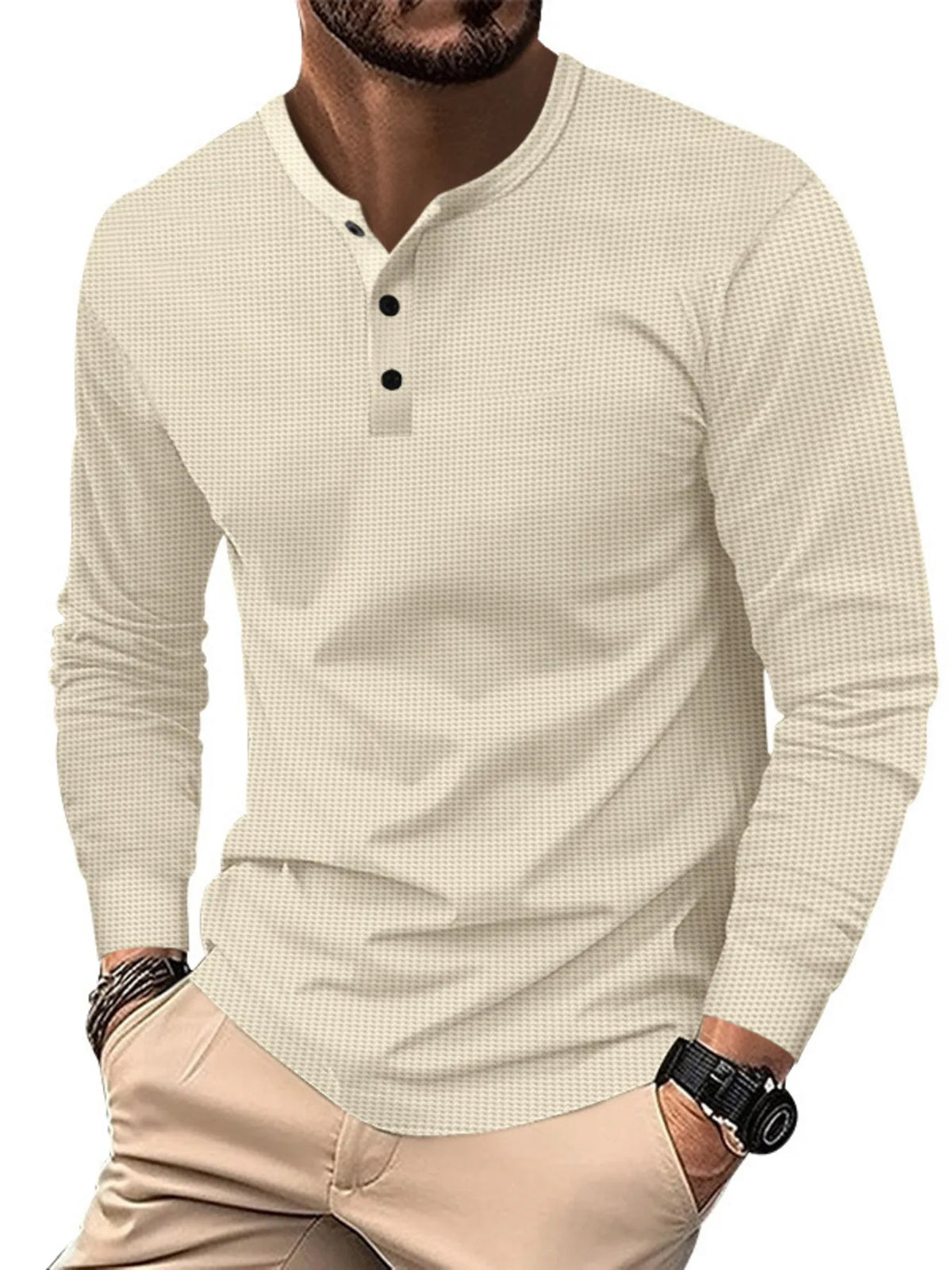Men's Full Size Button Detail Long Sleeve T-Shirt Plus Size
