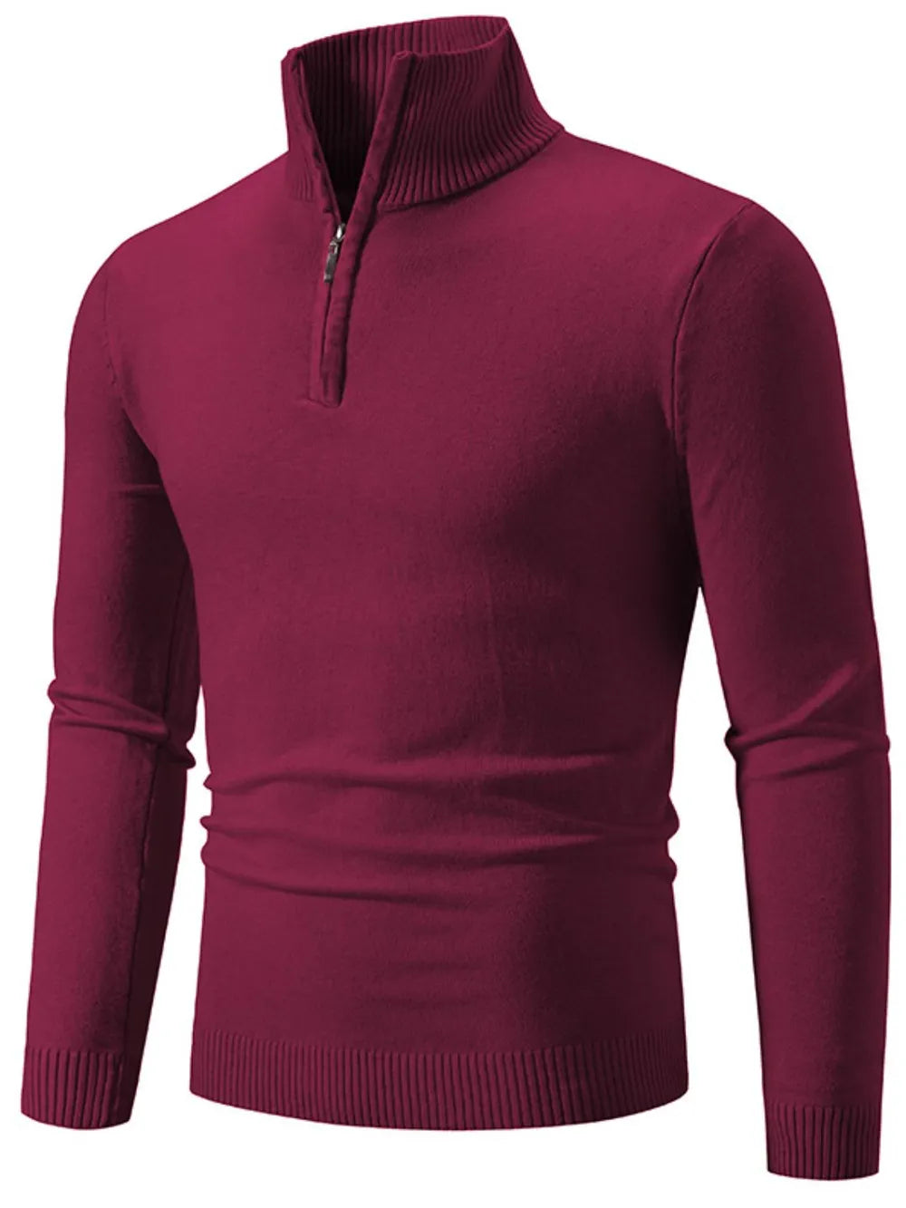 Men's Plus Size Quarter Zip Long Sleeve Sweater