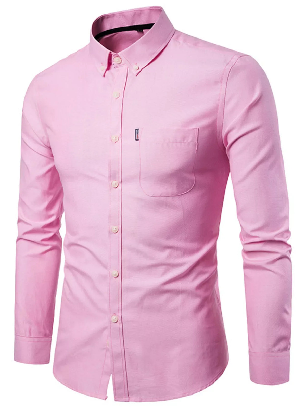 Men's Plus Size Slim Fit Long Sleeve Button-Down Shirt