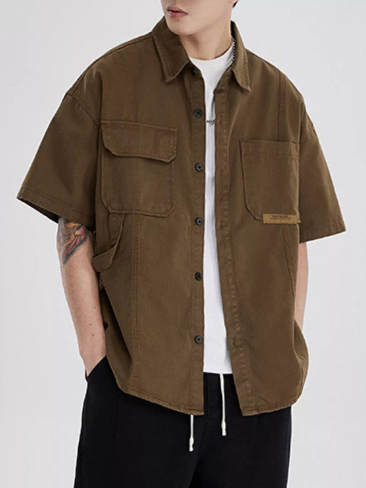 Men's Full Size Button Up Half Sleeve Shirt Plus Size