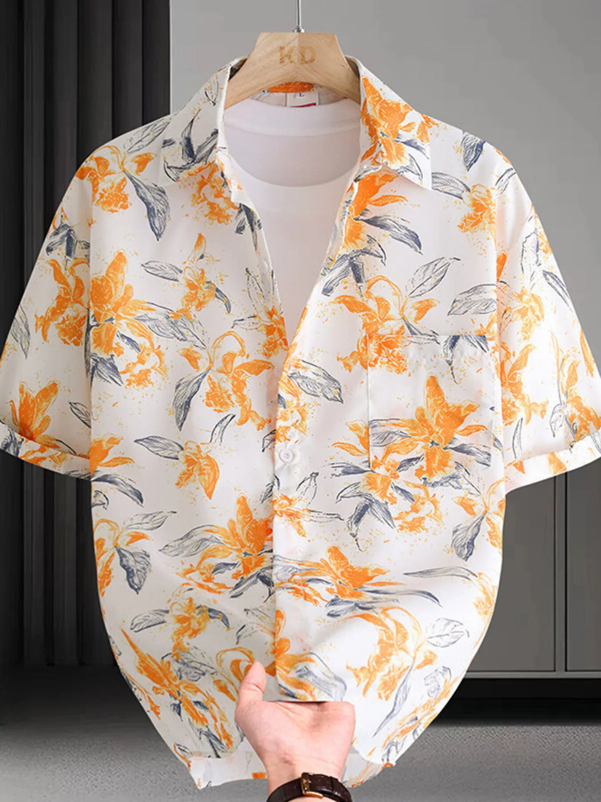 Men's Plus Size Hawaiian Print Short Sleeve Shirt