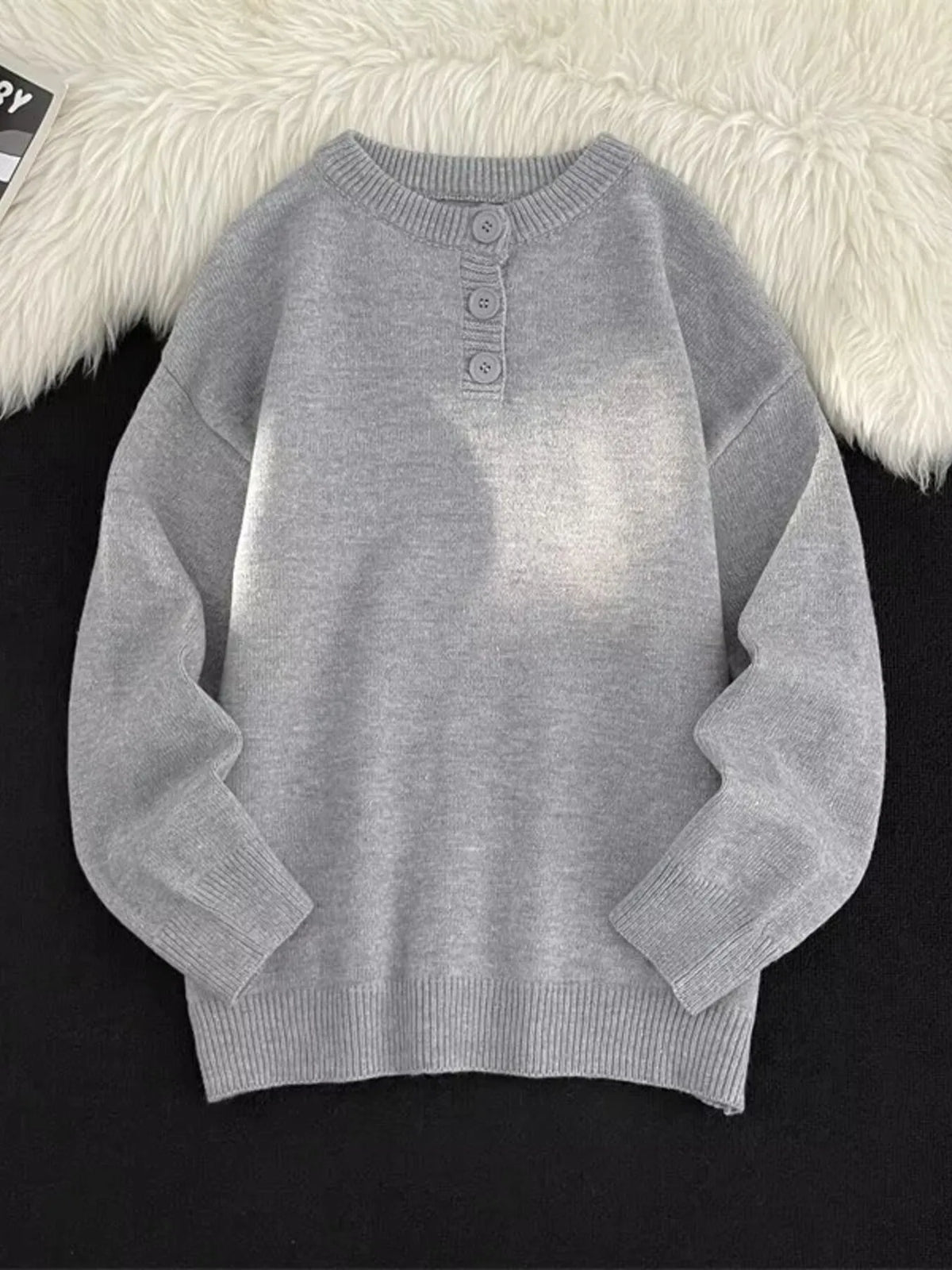 Men's Button Detail Long Sleeve Sweater