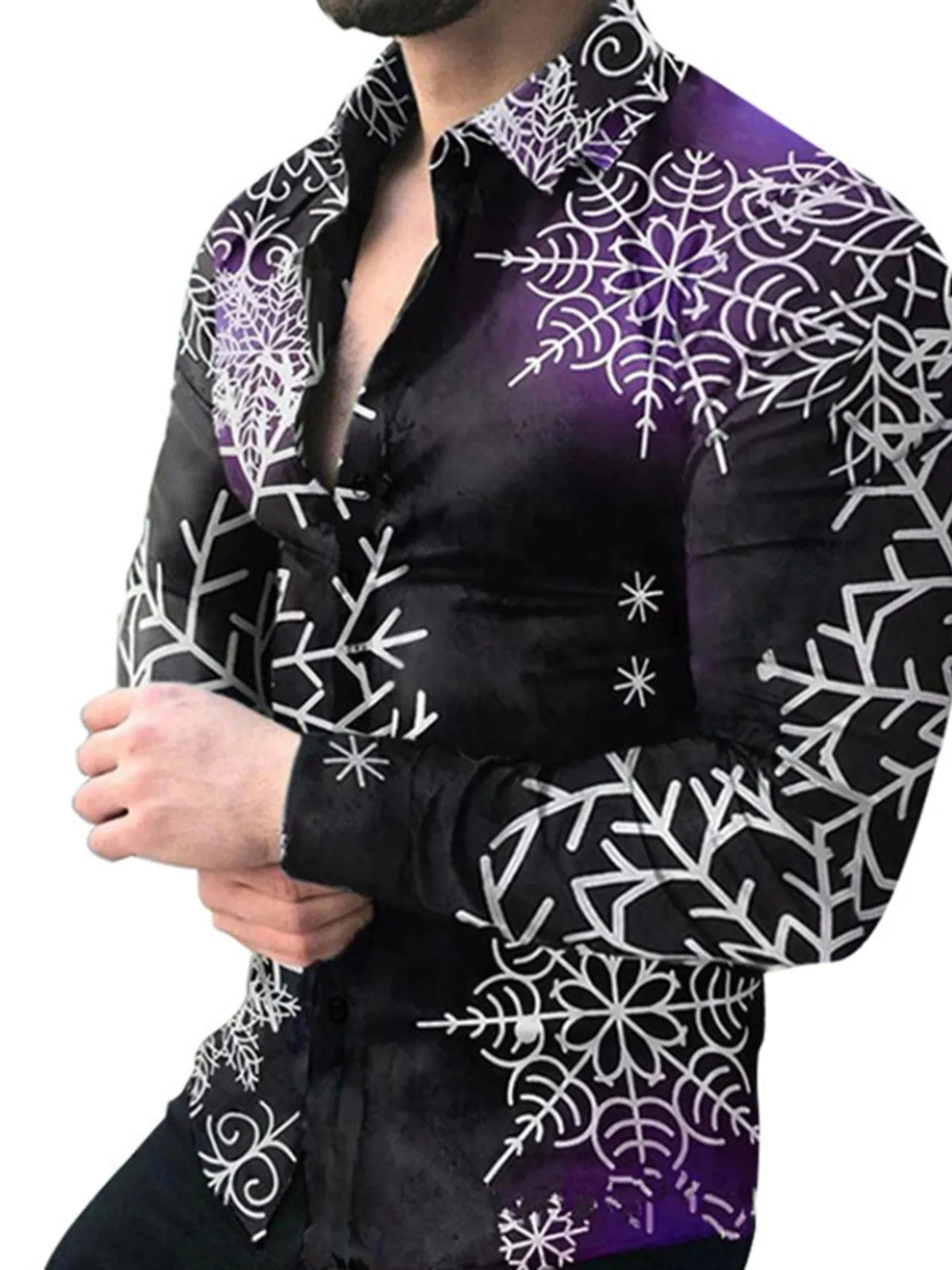 Men's Full Size Printed Button-Down Shirt Plus Size