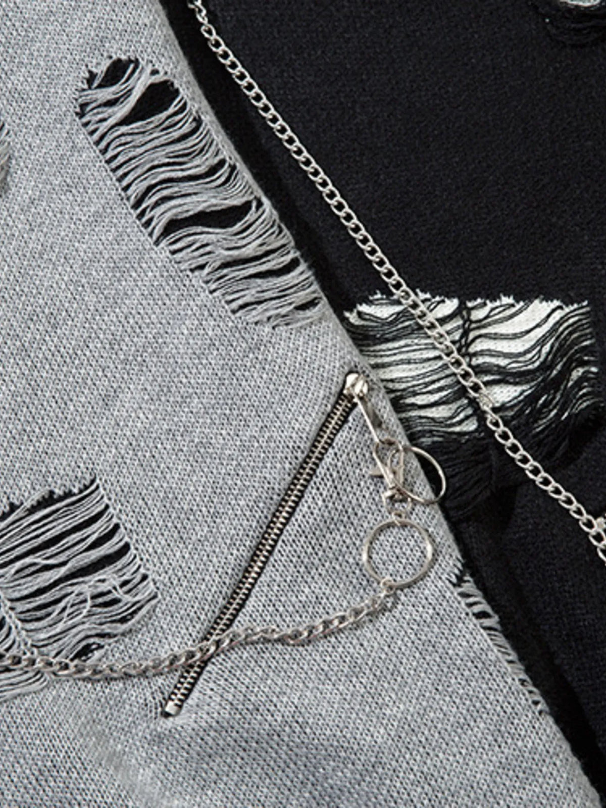 Men's Distressed Chain Detail Oversized Sweater