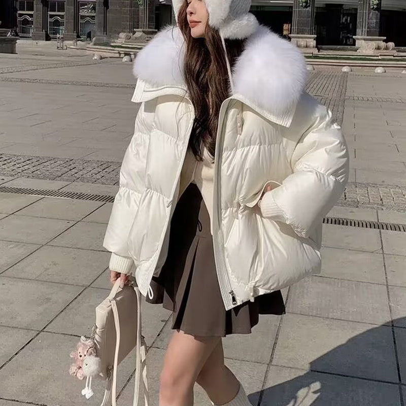 Reaper unit worldwide Down Cotton-padded Jacket Women's Short Fur Collar Thickened Coat Winter Clothing