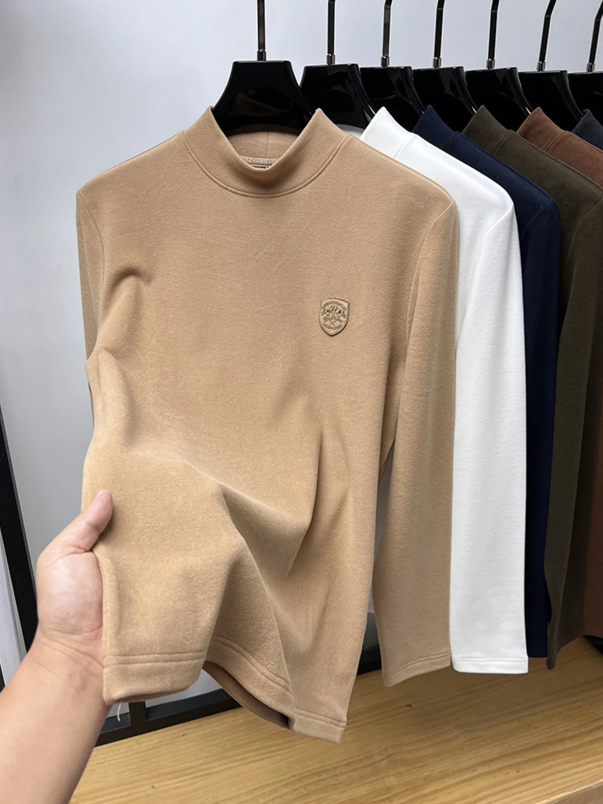 Men's Plus Size Mock Neck Long Sleeve T-Shirt
