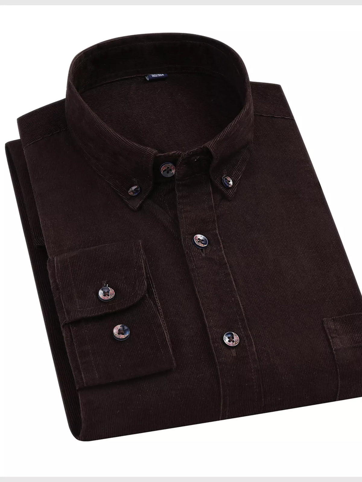 Men's Full Size Corduroy Long Sleeve Button-Down Shirt Plus Size