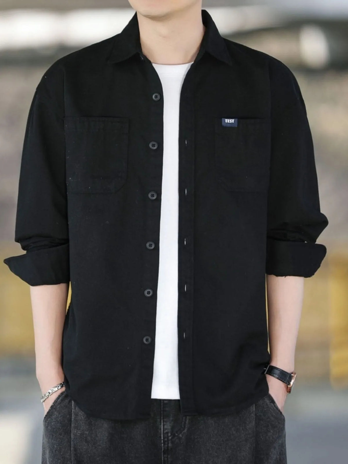 Men's Plus Size Button Up Long Sleeve Shirt