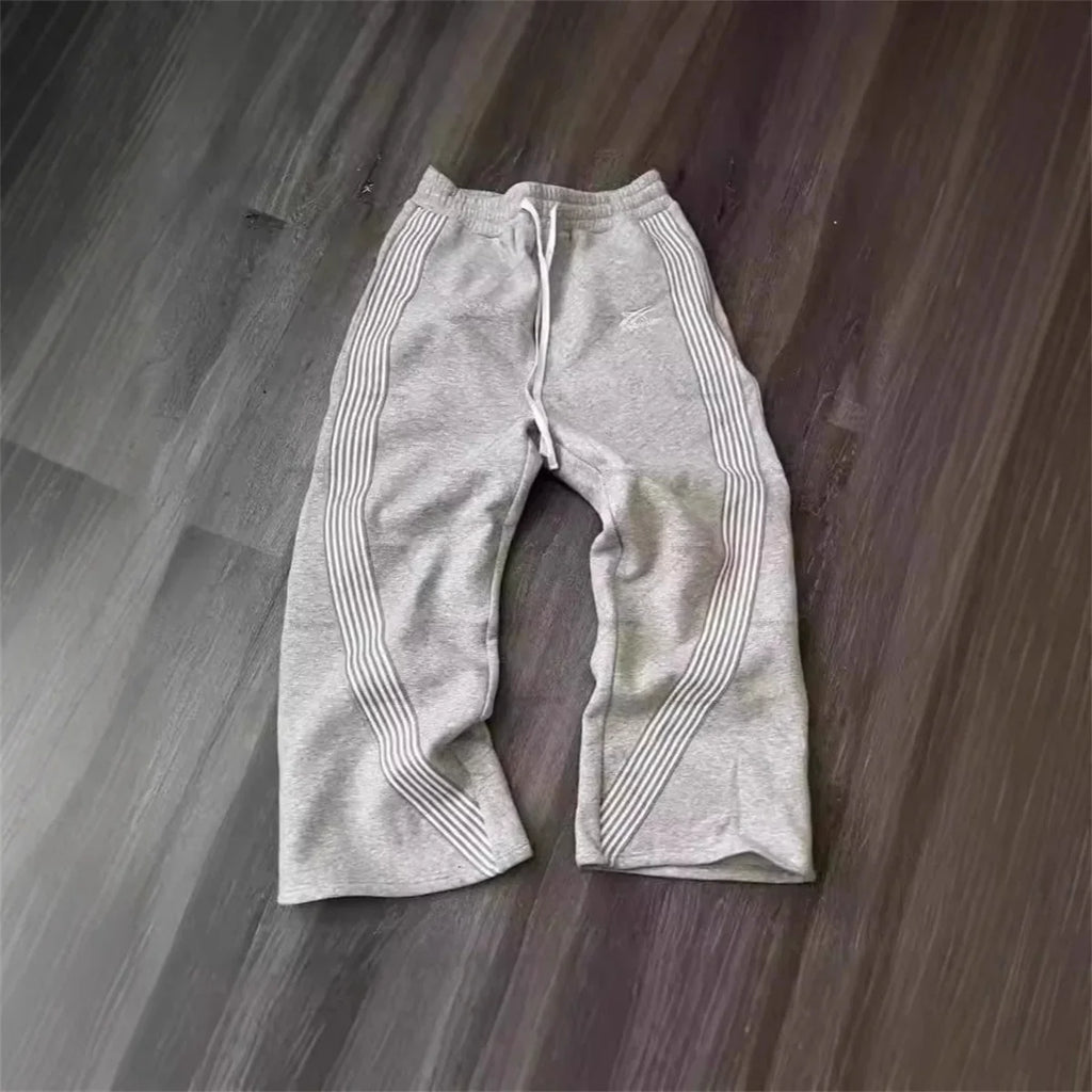Casual Loose Straight Leg Pants Striped 2025 Summer Fashion Trend Brand Street Hip-hop Jogging Men's Women's Harajuku Sweatpants