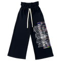 Reaper unit worldwide Market Crash Streetwear Double Waisted Sweatpants Wide Leg French Terry 420GSM Black Cotton