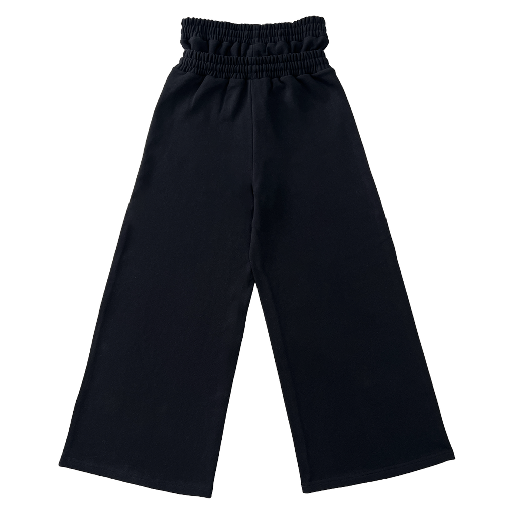 Reaper unit worldwide Market Crash Streetwear Double Waisted Sweatpants Wide Leg French Terry 420GSM Black Cotton