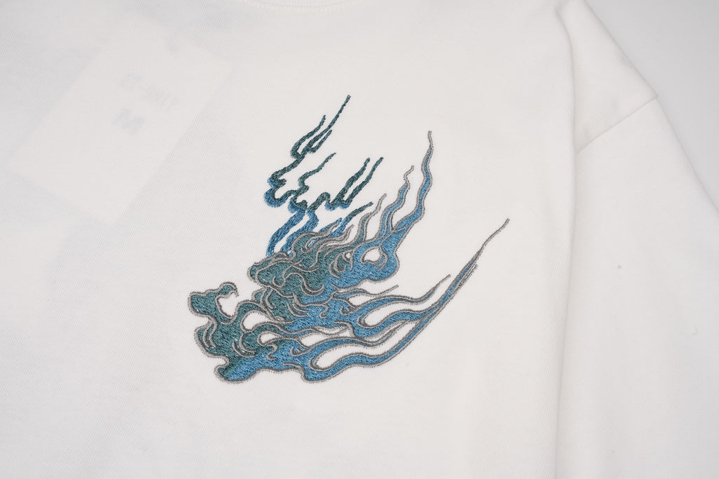 Reaper unit worldwide ET9817 Flaming White Tiger Embroidered Tee