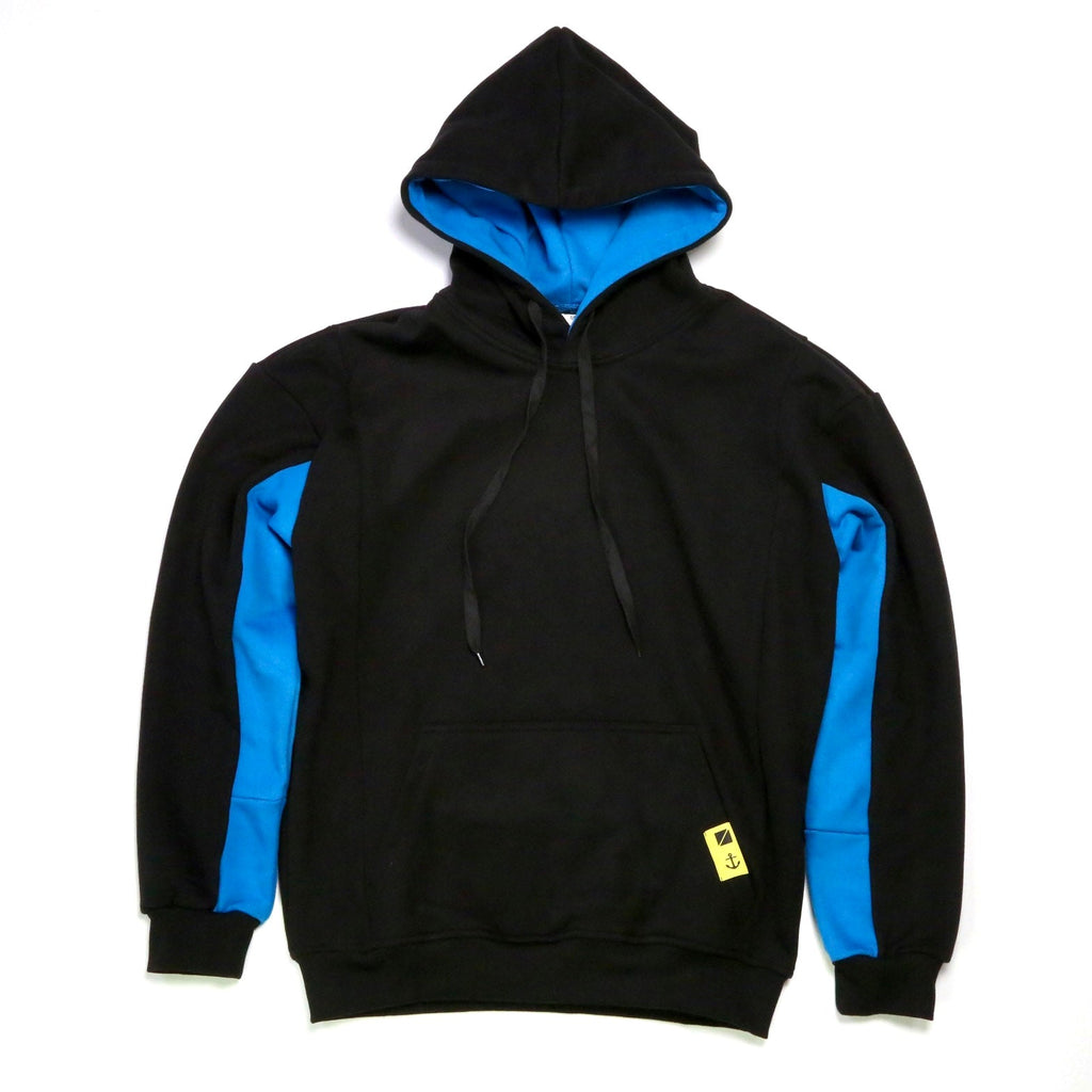 Reaper unit worldwide Paneled Pullover Hoodie - Azure / Black