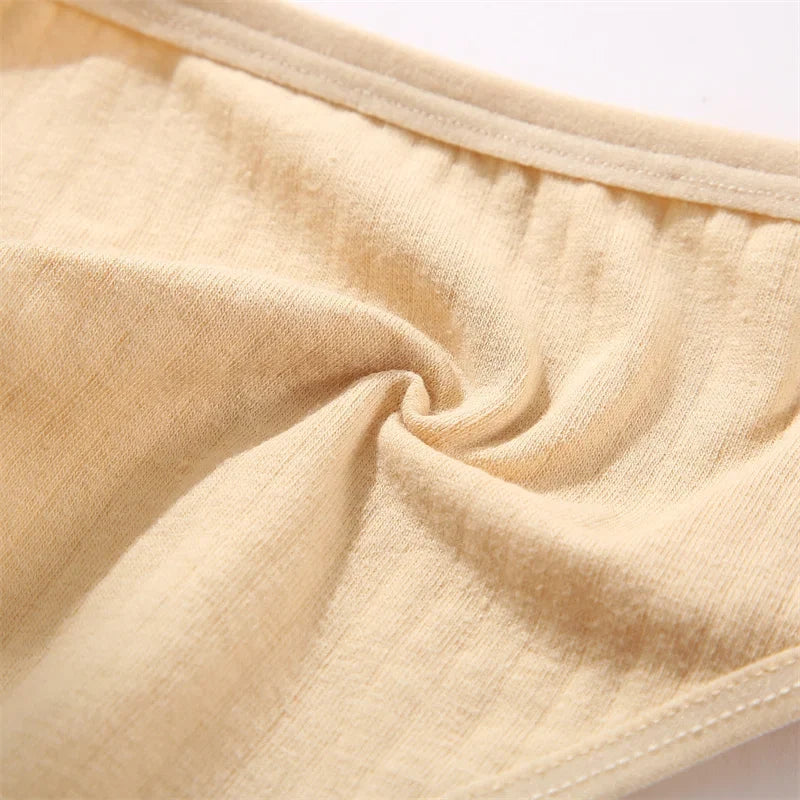 6Pcs/Set Women Cotton G-String Ribbed Panties Female Low Rise Thongs Ladies Sexy Bikini 7 Solid Color Girl Soft S-XL Intimates