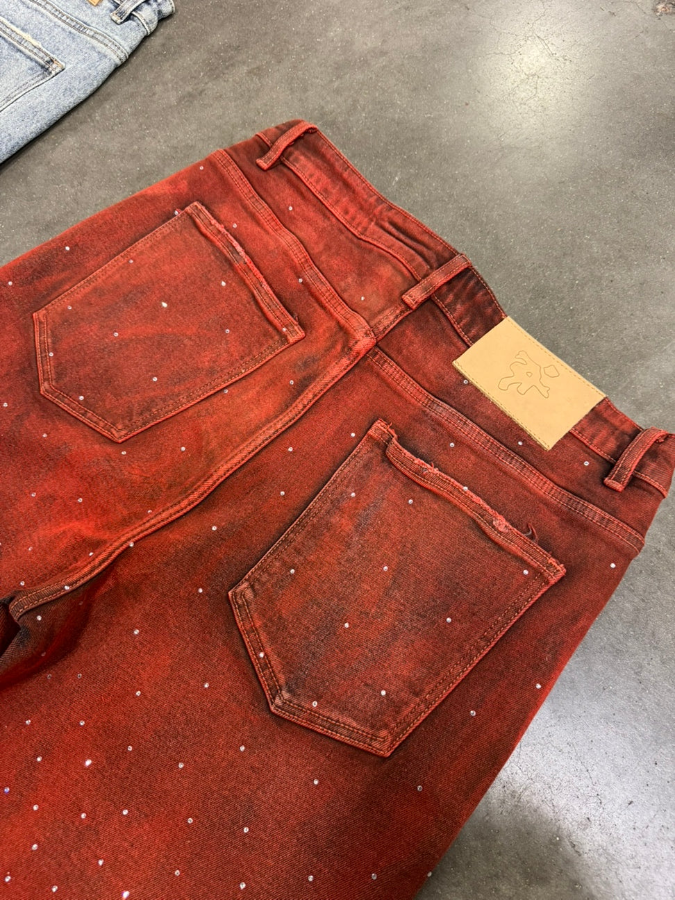 "Reaper unit worldwide Capri" Rhinestone Denim