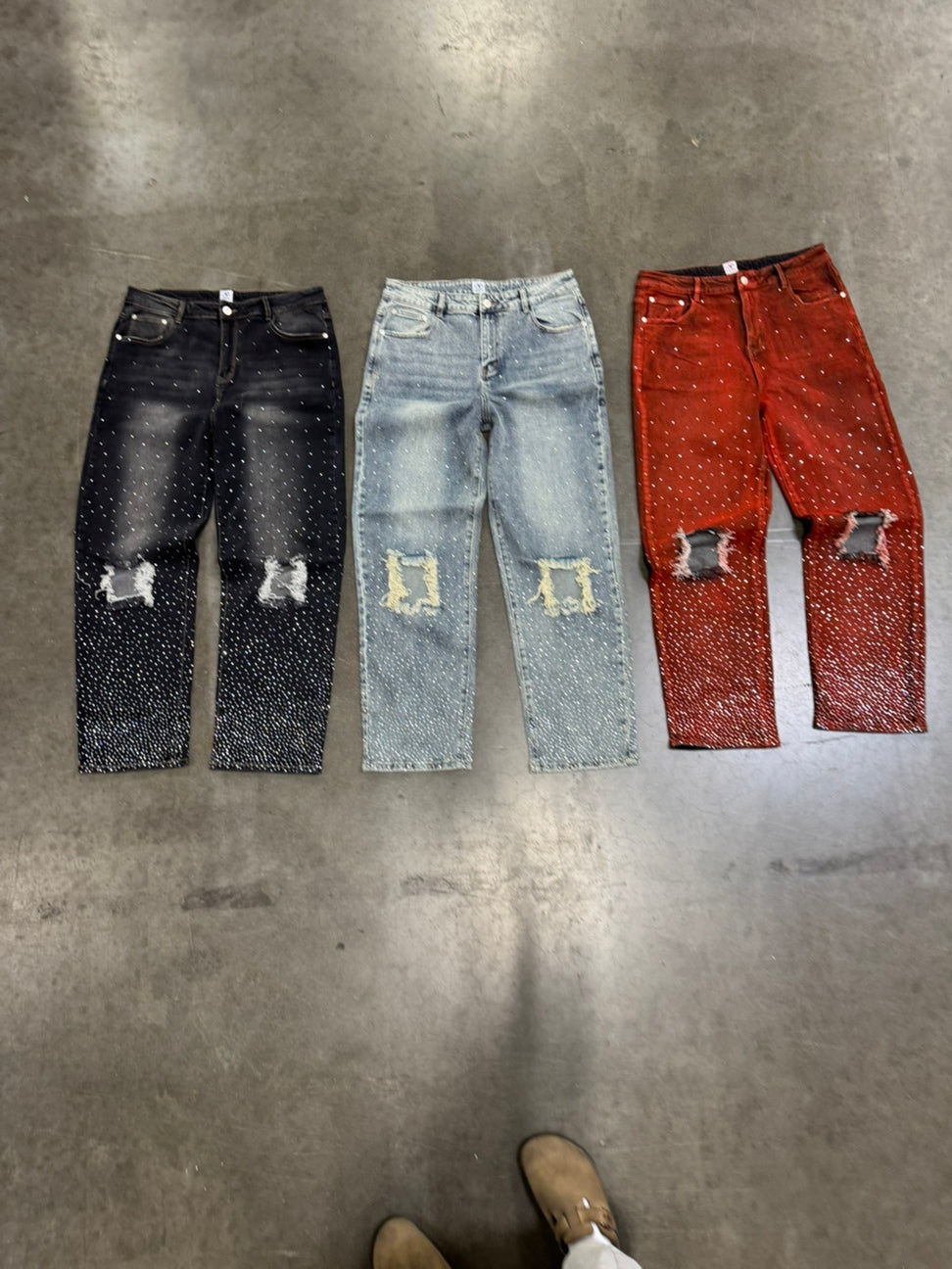 "Reaper unit worldwide Capri" Rhinestone Denim