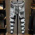 Reaper unit worldwide Streetwear 90s Slim Cowboy Grey Stretch Work Wear Splice Long Pants Man
