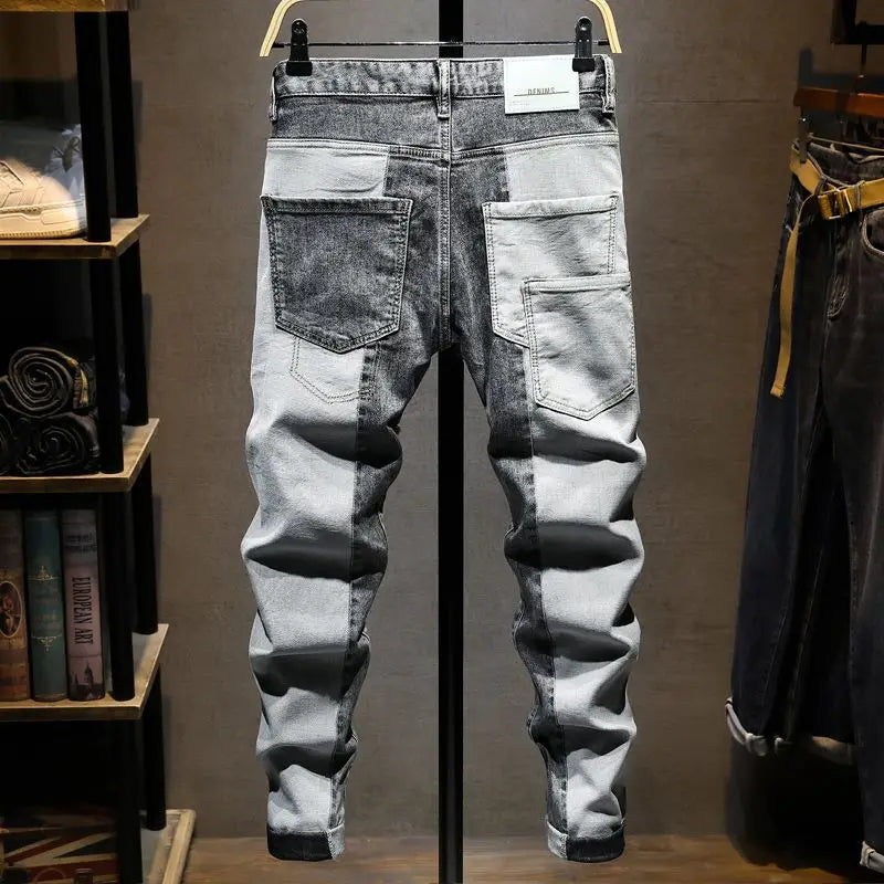 Reaper unit worldwide Streetwear 90s Slim Cowboy Grey Stretch Work Wear Splice Long Pants Man