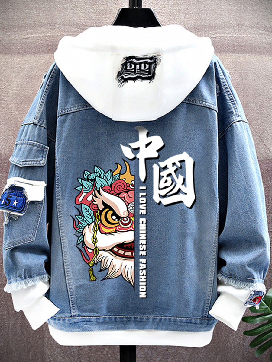 Spring New Arrival Fashion Chinese Style Chinese Fad Xingshi Couple Clothes Teen Coat Thin Hoodie Men