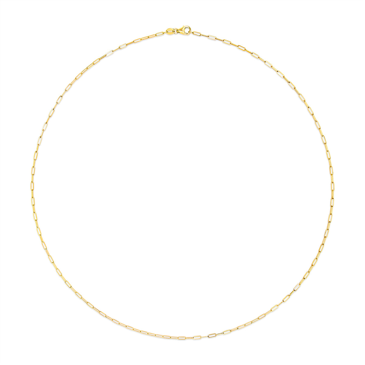 Unisex Solid 14K Yellow Gold 1.5mm Paperclip Chain Necklace - 18 Inches