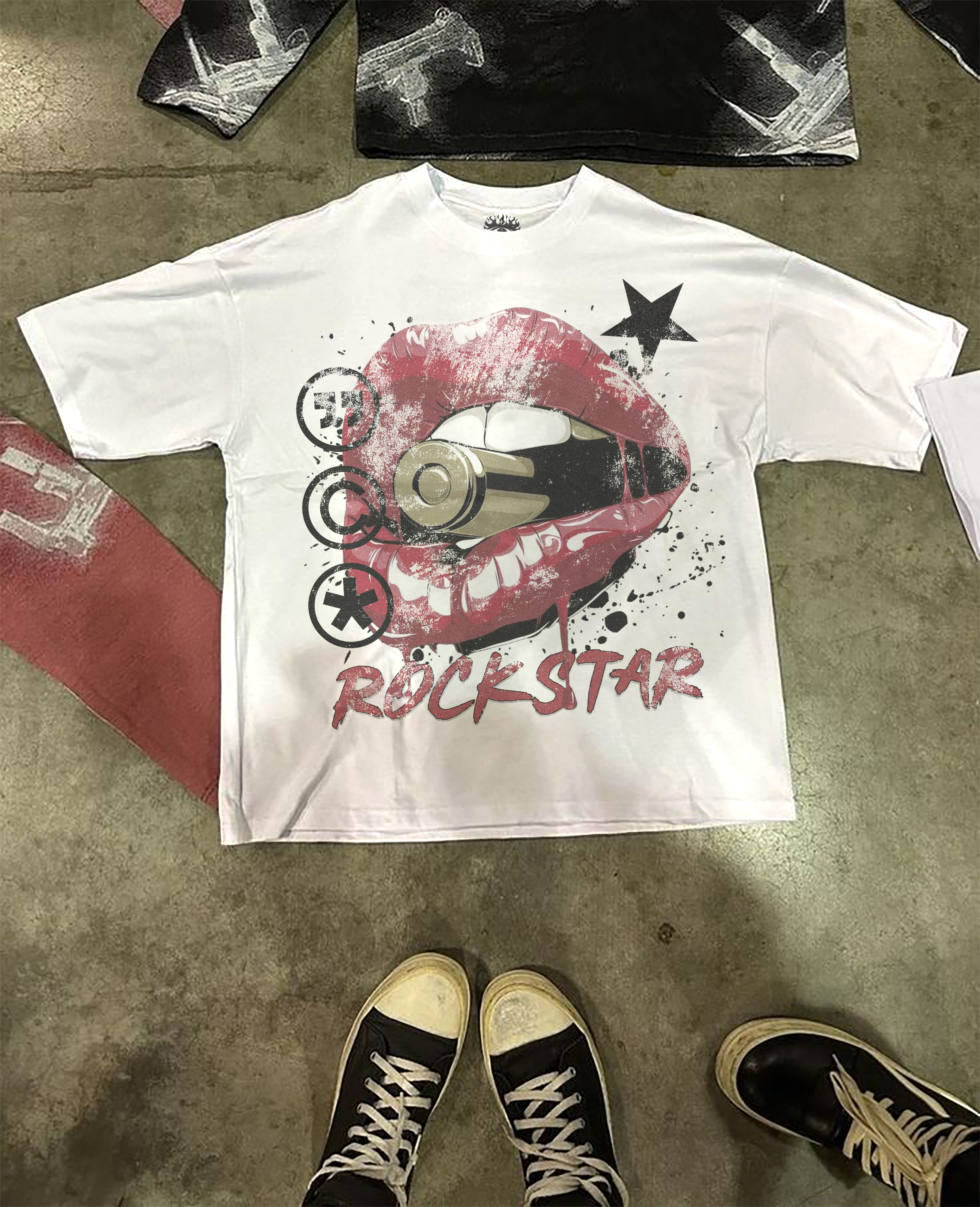 Reaper unit worldwide Rockstar Streetwear White Cotton Tee Casual Wardrobe Essential True To Size For Confident Everyday Style