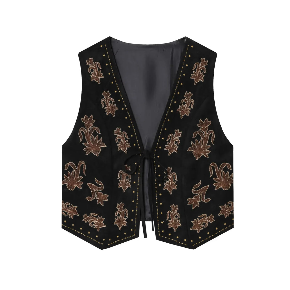 ZERAINS Autumn new women's clothing European and American style bead embroidery suede texture effect vest
