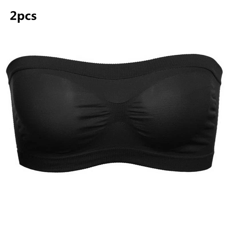 Lady's Sexy Strapless Crop Top Bra Bandeau Boob Tube Brassiere Summer Breathable Mesh Invisible Strapless without Chest Pad Wrap