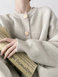 AOSSVIAO Women Cardigans Sweater O-neck Autumn Winter Knitted Loose Cardigans Solid Single Breasted Womens Sweaters