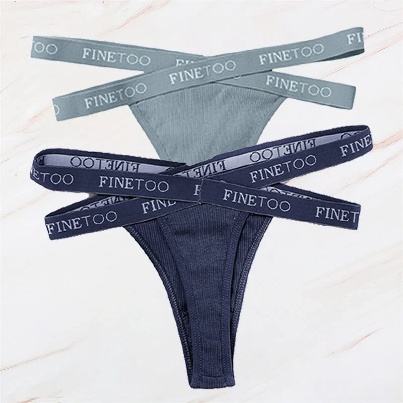 2Pcs/Set Women Thongs Panties Female Letter Belt Underwear Ladies Cotton Cross Strap Bikini M-XL G-String Girl Intimate Lingerie