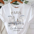 Y2k T Shirt Paris Women Print T-shirt Girl Short Sleeve Crew Neck Casual Top for Summer Spring Women's Clothing