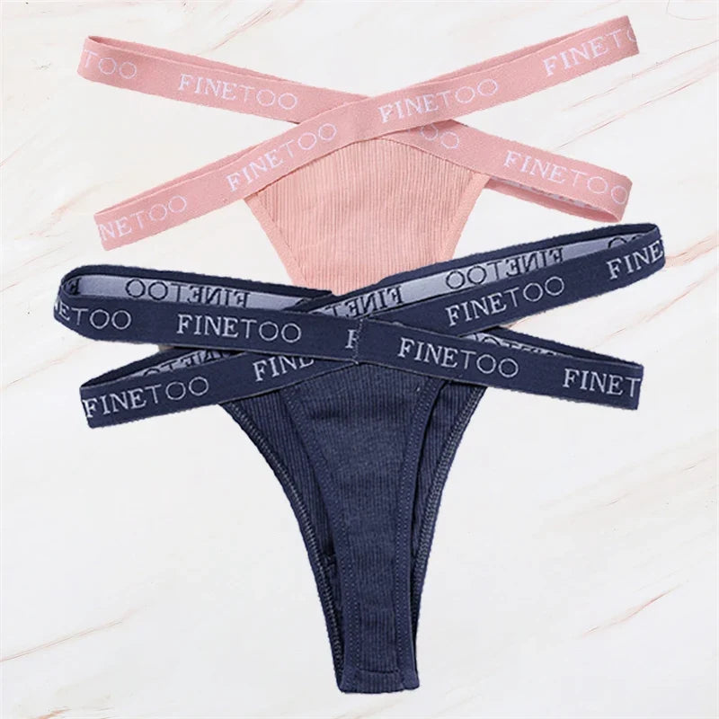 2Pcs/Set Women Thongs Panties Female Letter Belt Underwear Ladies Cotton Cross Strap Bikini M-XL G-String Girl Intimate Lingerie