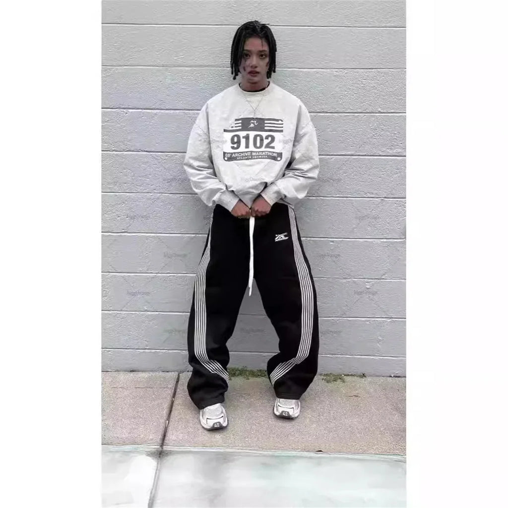 Reaper unit worldwide Y2k Gray Casual Pants Vintage Functional Tactical Men's Women's Premium Jogging Wide Leg Pants Drawstring Streetwear Sweatpants