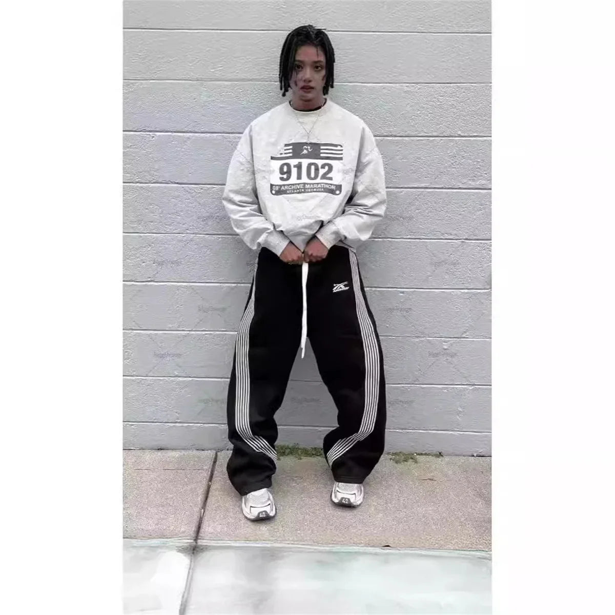 Reaper unit worldwide Y2k Gray Casual Pants Vintage Functional Tactical Men's Women's Premium Jogging Wide Leg Pants Drawstring Streetwear Sweatpants
