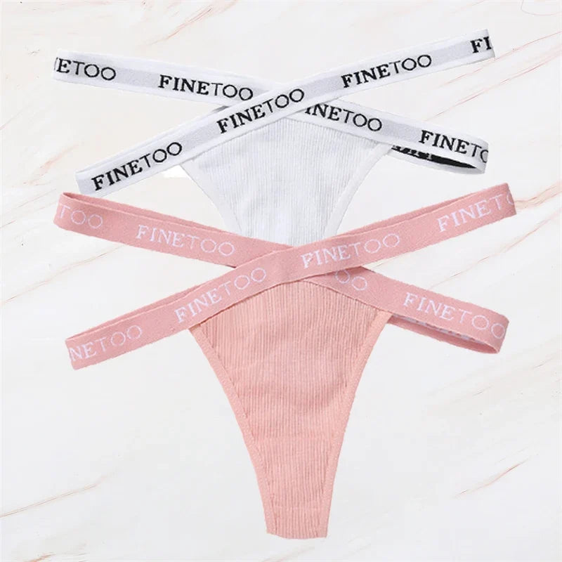 2Pcs/Set Women Thongs Panties Female Letter Belt Underwear Ladies Cotton Cross Strap Bikini M-XL G-String Girl Intimate Lingerie