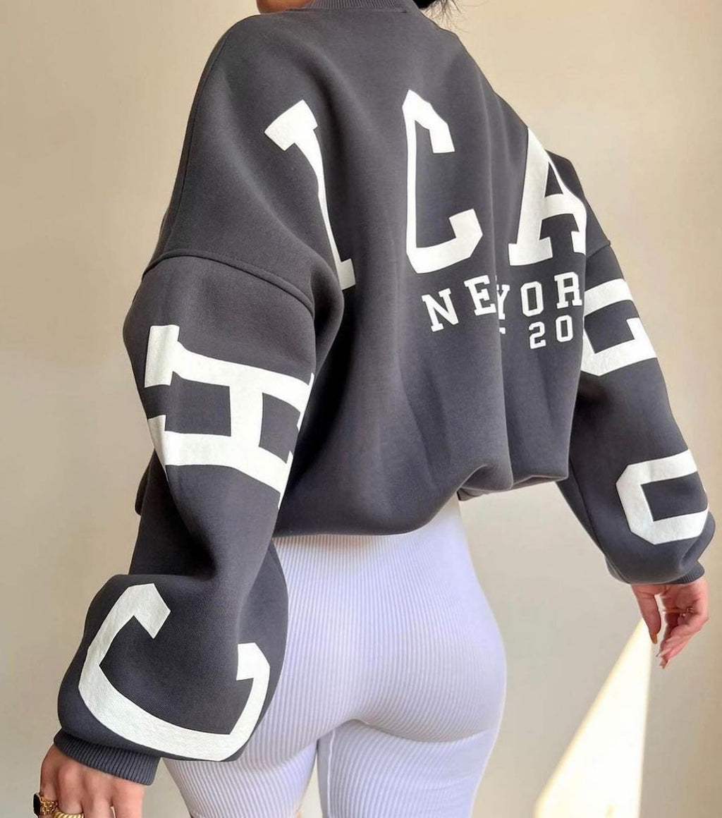 Reaper unit worldwide Casual Letters Print Sweatshirt Women Long Sleeve Loose Hoodies Y2k Streetwear