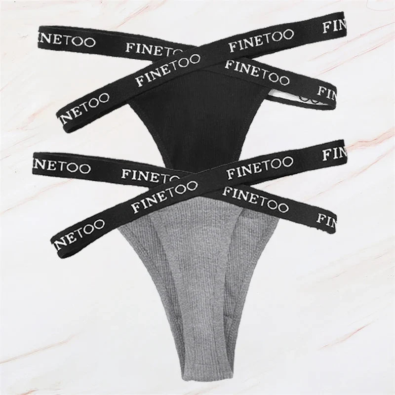 2Pcs/Set Women Thongs Panties Female Letter Belt Underwear Ladies Cotton Cross Strap Bikini M-XL G-String Girl Intimate Lingerie