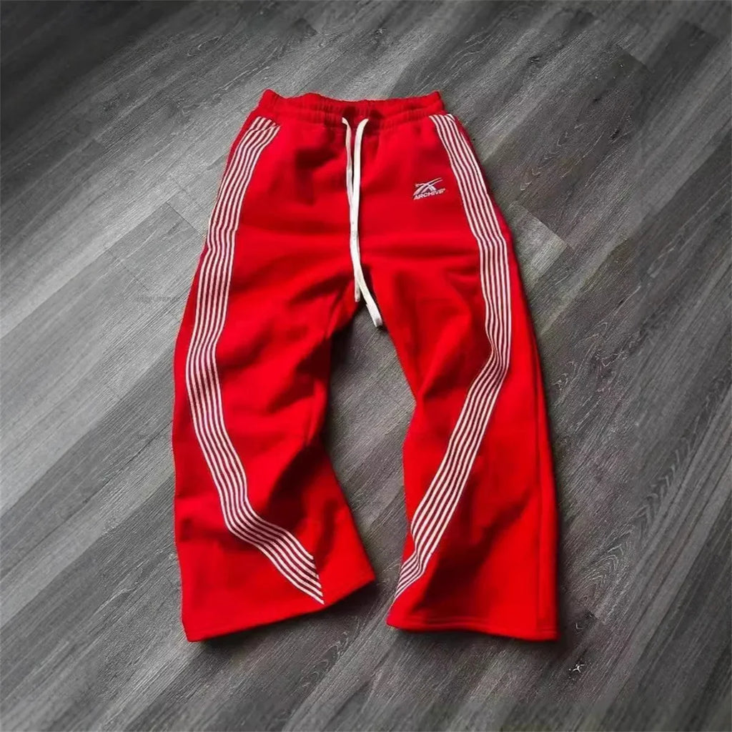 Reaper unit worldwide Y2k Gray Casual Pants Vintage Functional Tactical Men's Women's Premium Jogging Wide Leg Pants Drawstring Streetwear Sweatpants