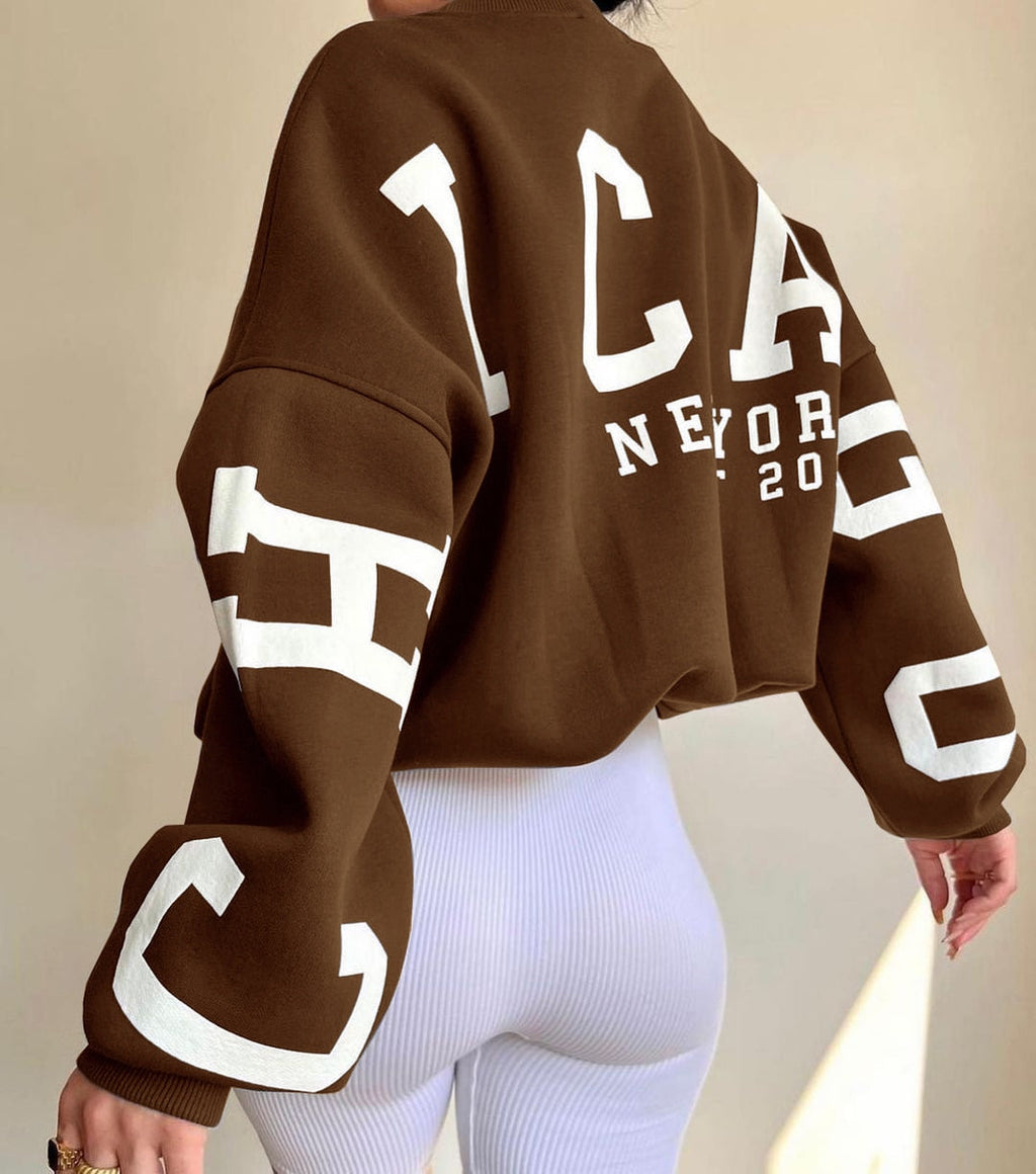 Reaper unit worldwide Casual Letters Print Sweatshirt Women Long Sleeve Loose Hoodies Y2k Streetwear