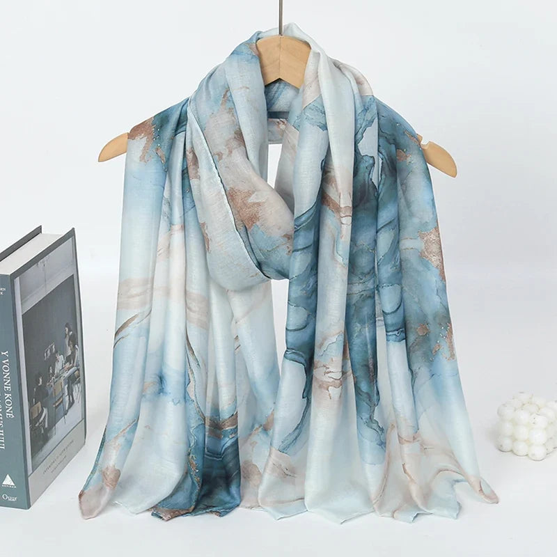 1Pcs Ramadan Hijab Leopard Print Women Bohemian Watercolor Soft Muslim Hijabs Floral Breathable Shawl Wrap Scarf Headscarf Warm