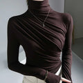 2023 Pleated High Neck for Women Blusas Clothes for Women Tops Shirts Blouses