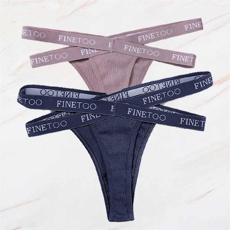 2Pcs/Set Women Thongs Panties Female Letter Belt Underwear Ladies Cotton Cross Strap Bikini M-XL G-String Girl Intimate Lingerie