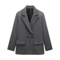 Willshela Women Fashion With Pockets Solid Double Breasted Blazer Vintage Long Sleeves Notched Neck Female Office Lady Outfits