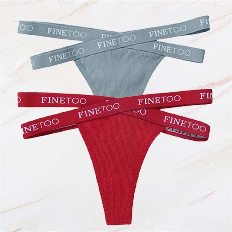 2Pcs/Set Women Thongs Panties Female Letter Belt Underwear Ladies Cotton Cross Strap Bikini M-XL G-String Girl Intimate Lingerie